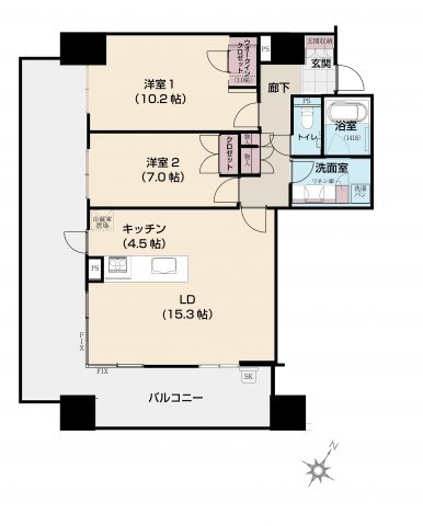 【間取り】 | LA MIA CASA | LDK約20帖！L型バルコニー解放的な2LDK！