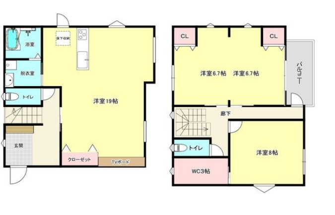 「田舎暮らし」「LDK19帖」岩岡町野中 限定1棟の間取り