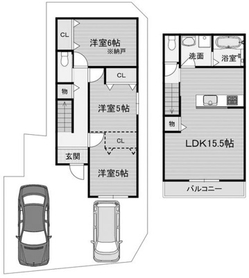 【区画図】 | 樫原杉原町　建築条件無し売土地 | 建物プラン有り　建物面積79.31㎡　建物価格2062万円(税込)　外構費80万円(税込)別途