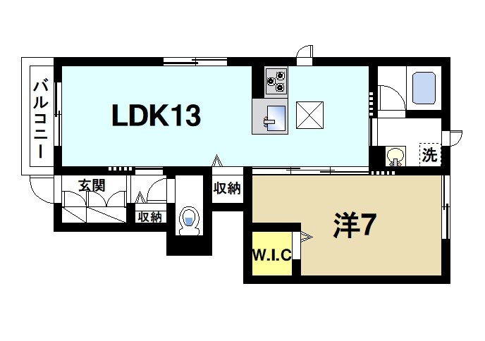 ｙａｋｕｓｉ京　Ａの間取り|１LDKの間取りです