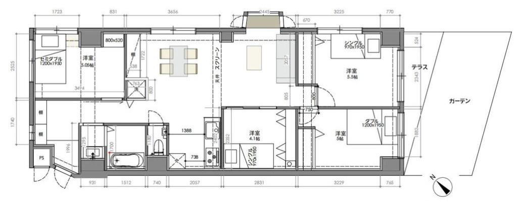 エンゼルハイム板橋の間取り|エンゼルハイム板橋：南東・北東角部屋の３ＳＬＤＫリノベーション物件には専用庭が付いております！