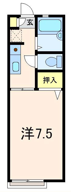 ラ・カノープスの間取り|7.5帖の洋室がある1Kです。