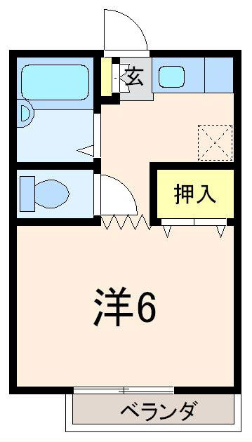 メゾンド・メイナドの間取り|６帖の洋室がある１Kです。