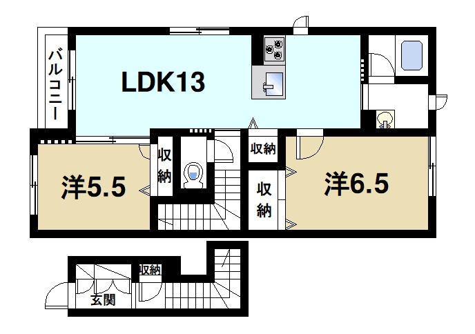 ｙａｋｕｓｉ京　Ａの間取り|２LDKの物件です