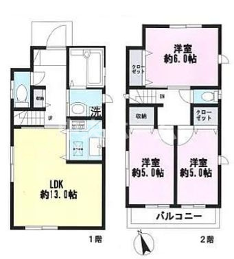 葛飾区西水元3丁目中古住宅の間取り|全室収納付きの3LDK+カースペース