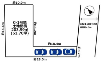 【土地図】 | 姫路市西新在家三丁目　建築条件無し土地 | 土地価格2180万円、土地面積203.99㎡