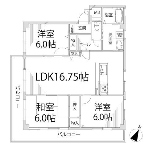 リバティ田寺の間取り