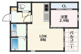 熊本市中央区南熊本１丁目のアパートの間取り