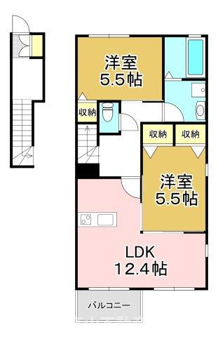 直方市大字感田のアパートの間取り