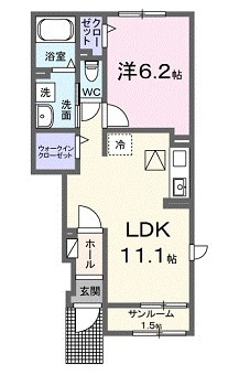 広島市安佐北区三入６丁目のアパートの間取り