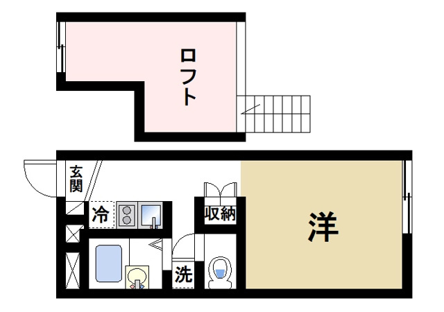 レオパレスＲ１６９ＳＡＫＵＲＡＩの間取り|ロフト付きの単身者向け間取りです