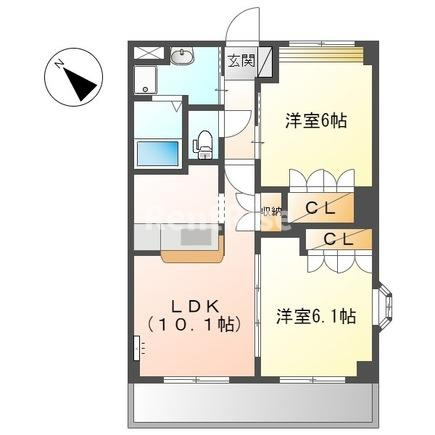 岩倉市東町廻間の賃貸マンションの間取り|間取図