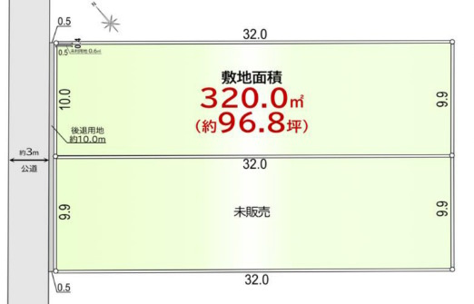 敷地面積９６坪　売地　北葛飾郡杉戸町堤根の土地図|区画図　土地面積96.8坪！整形地！