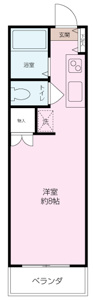 ８帖の広々したワンルームです。
