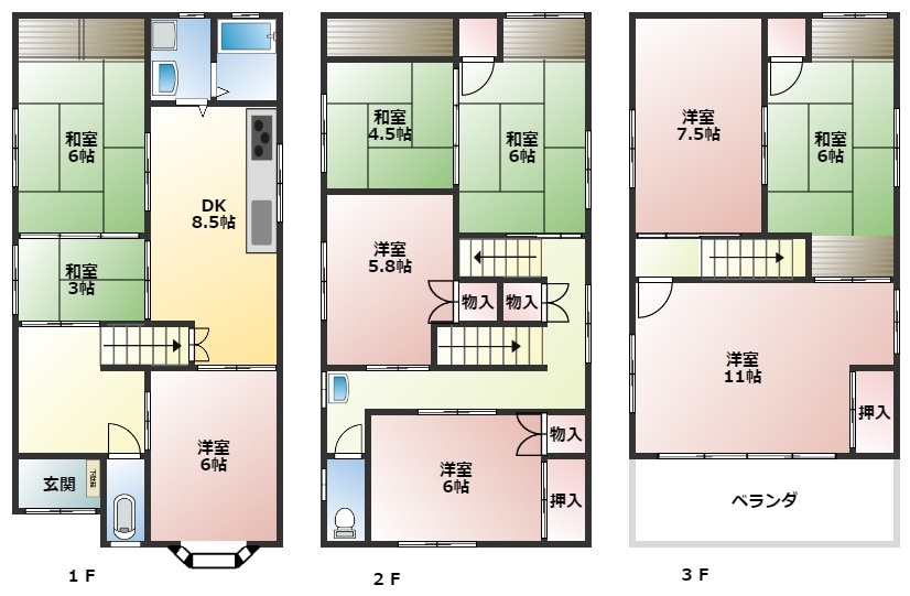 中古住宅　日の出町2丁目の間取り