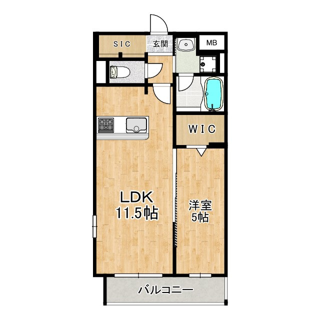 姫路市岡田の賃貸マンションの間取り