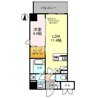 【間取り】 | THE RESIDENCE 二条駅前前 | １０１号　角部屋　横窓有り