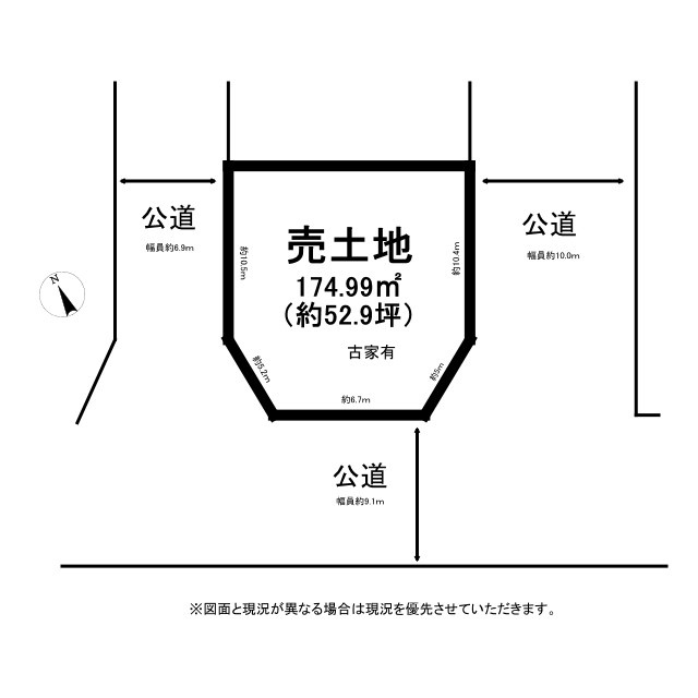 守山市水保町　建築条件無し売土地の土地図