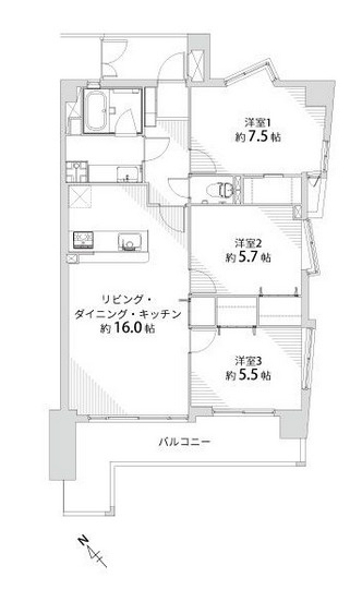 アンピール百年橋の間取り|アンピール百年橋（3LDK）