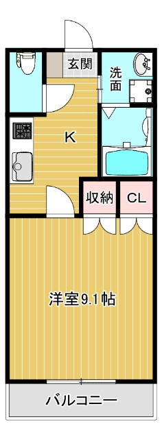 八女市蒲原のアパートの間取り