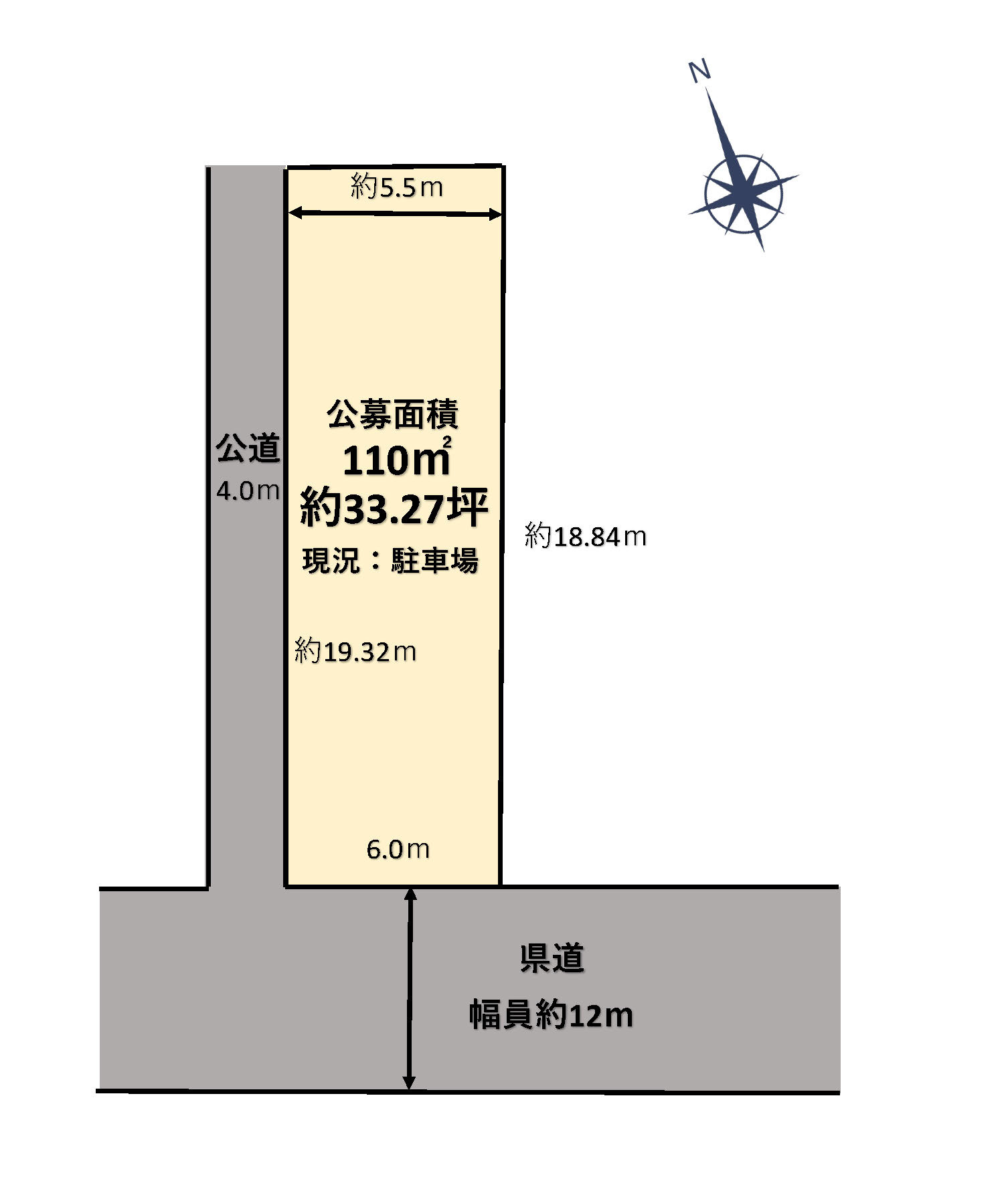 鈴鹿市白子町 駐車場用地の区画図