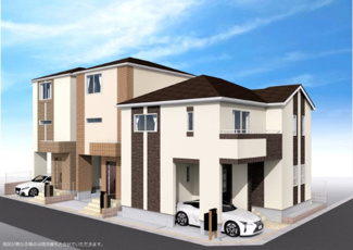 【外観パース】 | 川口市本前川１丁目　新築戸建　1号棟 | 完成予想図　道路側
※現況と異なる場合は現況優先とさせていただきます。
