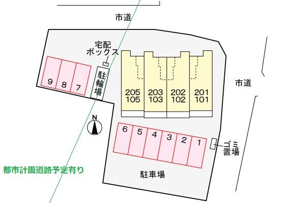 サンフィールドの駐車場