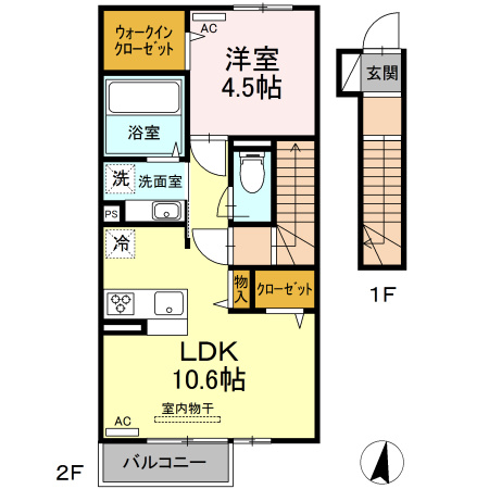熊本市南区御幸笛田５丁目のアパートの間取り