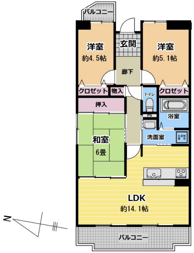 グランコート南仙台第2の間取り