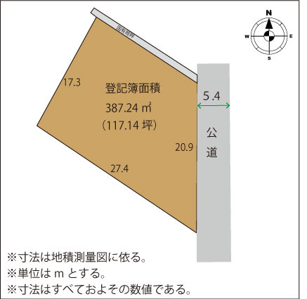 足利市五十部町の売地の土地図