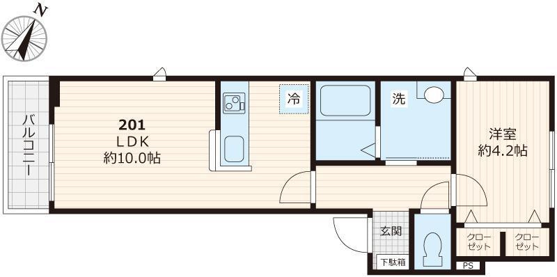 世田谷区喜多見９丁目のアパートの間取り
