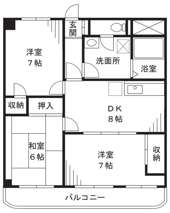 川崎市多摩区宿河原２丁目の賃貸マンションの間取り