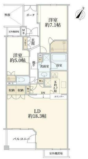 世田谷区喜多見９丁目の賃貸マンションの間取り