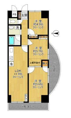 川崎市多摩区菅１丁目の賃貸マンションの間取り
