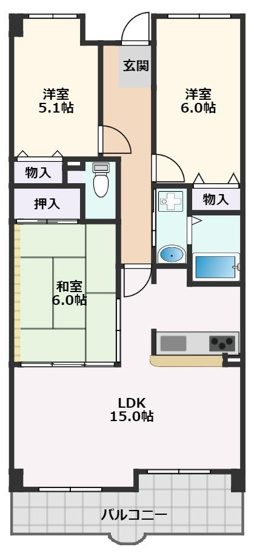 【間取り】 | カルムフォーレ千里山
