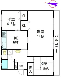 【間取り】 | ひよどり台5団地28号棟　501号室