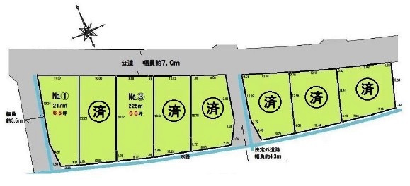 川越市渋井　建築条件なし売地　東武東上線『上福岡駅』バス10分　【南古谷小学区】の区画図