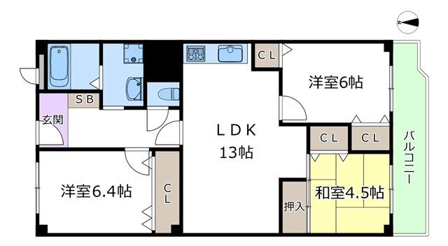 【間取り】 | 春日丘グリーンハイツB棟 | エイブルにて取扱い可能な住宅ローンは、全部で10種類以上！お客様にピッタリの住宅ローンを当社のFPよりご案内させて頂きます。住宅ローンのご相談だけでも、お気軽にご相談下さいませ。