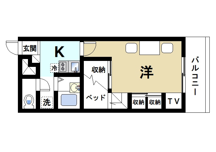 レオパレス佐保川の間取り|1Kのお部屋です