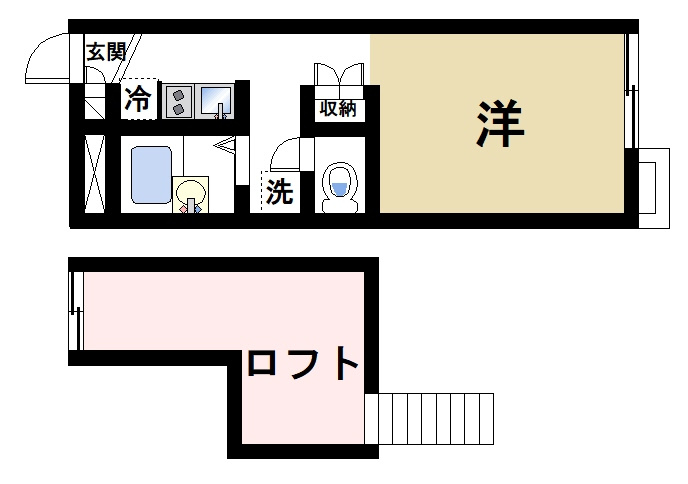 レオパレス秋桜の間取り|ロフト付き