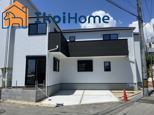 神戸市西区北別府町4丁目　第9西区北別府　新築戸建　第1号地の外観|並列2台駐車できます。角地で日当たりも良好です。前面道路も広く入出庫しやすいです。