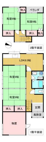 【間取り】 | 黒石市青山 中古住宅4DK・土地55坪・駐車場あり