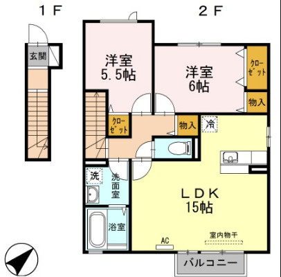【間取り】 | セジュール桜井　B棟 | 2LDKのお部屋です
