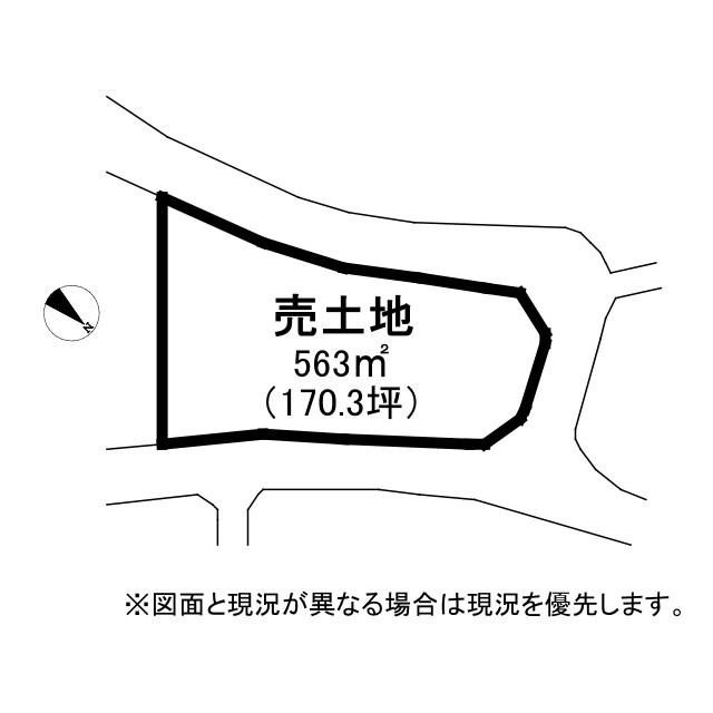 野洲市大篠原　建築条件無し売土地の土地図
