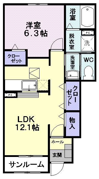 リリエンハイム　Ｃの間取り|間取図