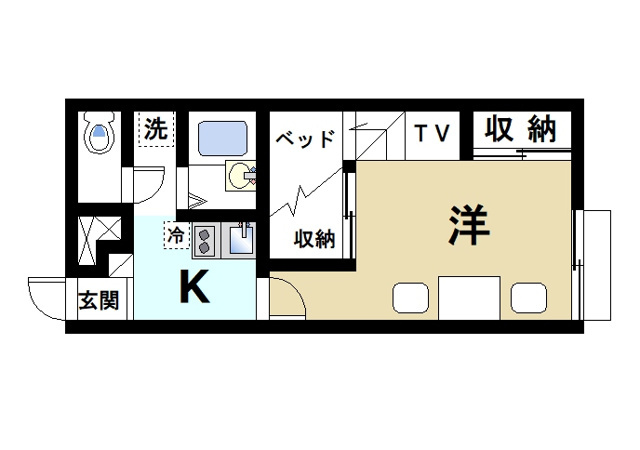 レオパレスＴａｋｕｙａⅠの間取り|機能的な間取りです