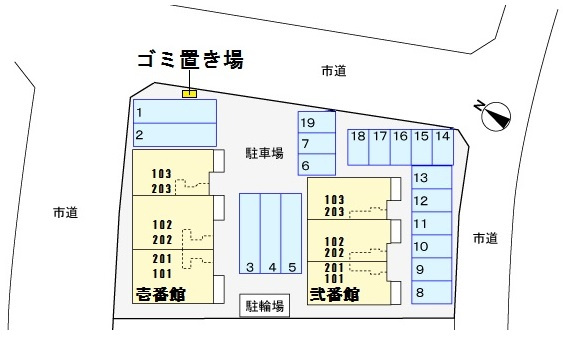 EAST・SIDE 弐番館の区画図