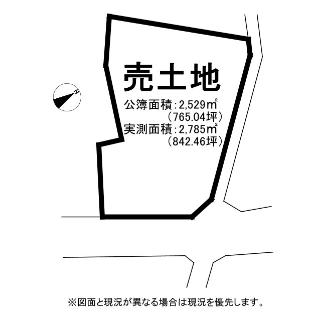 野洲市小南　建築条件無し売土地の土地図