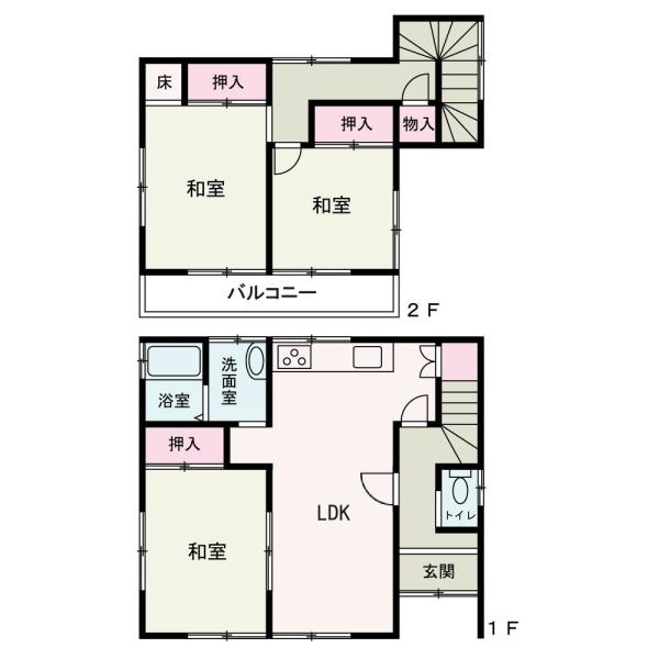 和歌山市大谷の中古一戸建の間取り