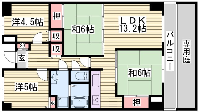 ロワイヤル北八代の間取り